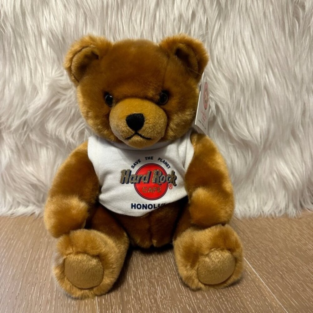 Hard Rock Cafe Honolulu Teddy Bear 2005 Plush 9” NWT Hawaii Souvenir
